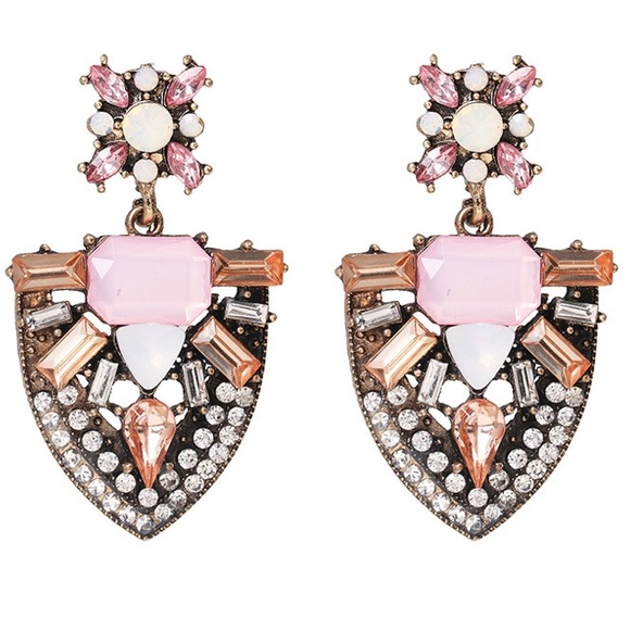 Geometric crystal stone fashion earrings - Picture 5 of 7